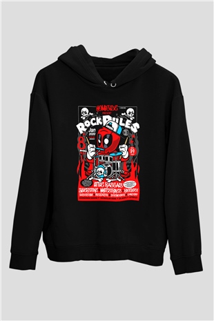 Dead Rock Poster Baskılı Unisex Siyah Hoodie