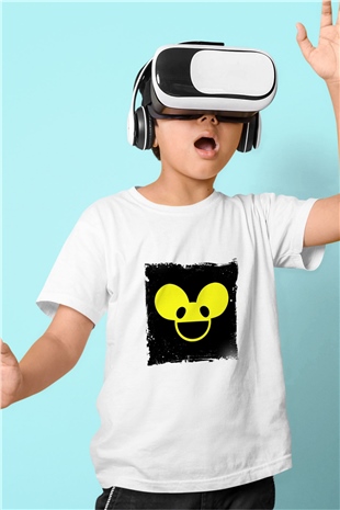 Deadmau5 Baskılı Beyaz Çocuk Tişört