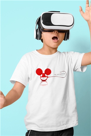 Deadmau5 Baskılı Beyaz Unisex Çocuk Tişört