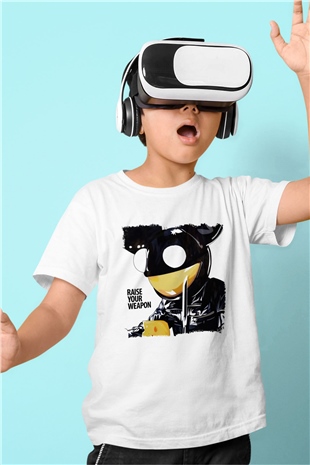 Deadmau5 Baskılı Beyaz Unisex Çocuk Tişört