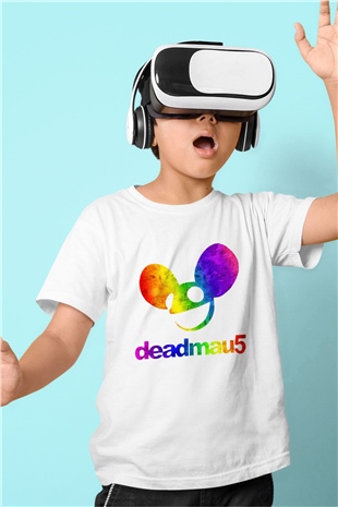 Deadmau5 Baskılı Beyaz Unisex Çocuk Tişört