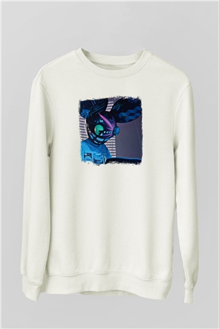 Deadmau5 Baskılı Unisex Beyaz Sweatshirt