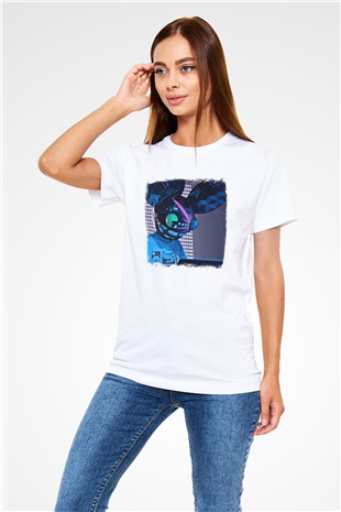 Deadmau5 Baskılı Unisex Beyaz Tişört