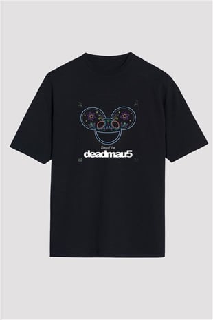 Deadmau5 Baskılı Unisex Oversize Siyah Tişört