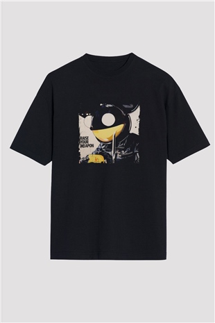 Deadmau5 Baskılı Unisex Oversize Siyah Tişört