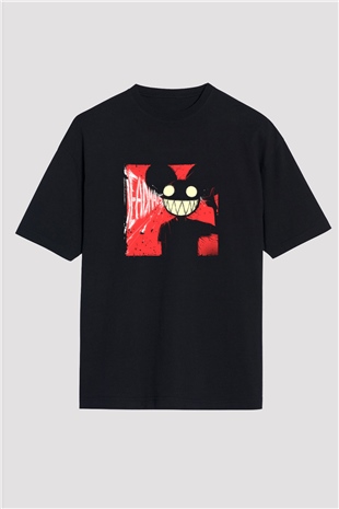 Deadmau5 Baskılı Unisex Oversize Siyah Tişört