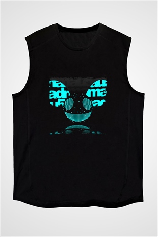 Deadmau5 Baskılı Unisex Siyah Kolsuz Tişört