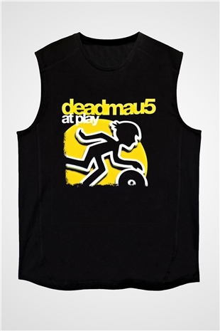 Deadmau5 Baskılı Unisex Siyah Kolsuz Tişört