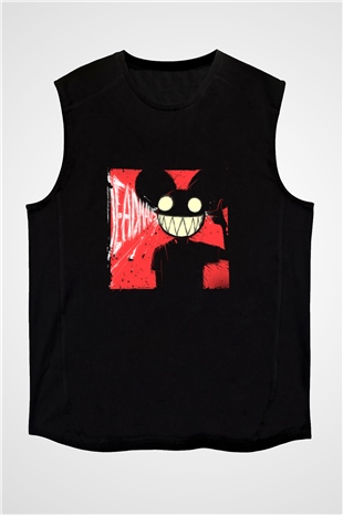 Deadmau5 Baskılı Unisex Siyah Kolsuz Tişört