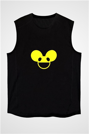 Deadmau5 Baskılı Unisex Siyah Kolsuz Tişört
