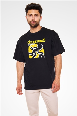 Deadmau5 Baskılı Unisex Siyah Oversize Tişört