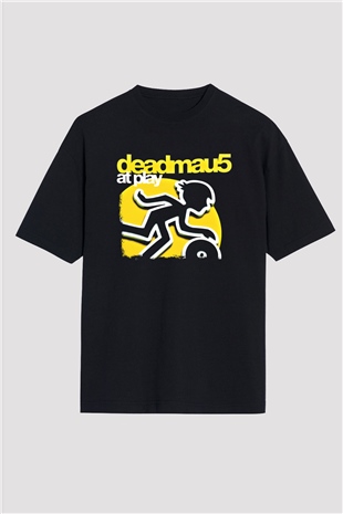 Deadmau5 Baskılı Unisex Siyah Oversize Tişört