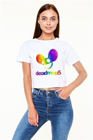 Deadmau5 Beyaz Croptop Tişört