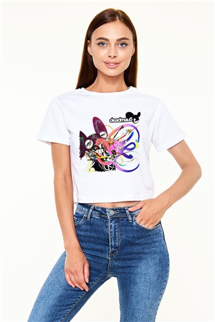 Deadmau5 Beyaz Croptop Tişört