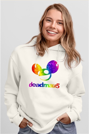 Deadmau5 Beyaz Unisex Kapşonlu Sweatshirt
