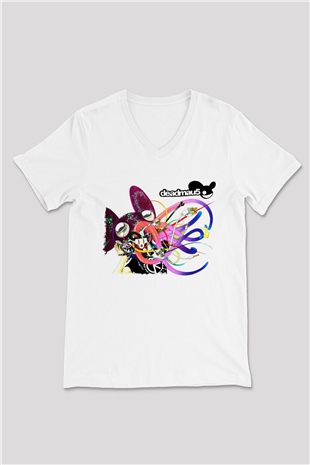 Deadmau5 Beyaz Unisex V Yaka Tişört T-Shirt