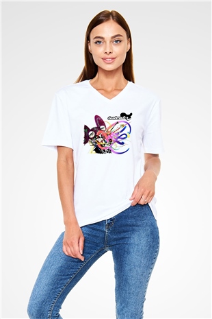 Deadmau5 Beyaz Unisex V Yaka Tişört T-Shirt