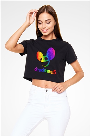 Deadmau5 Siyah Crop Top Tişört