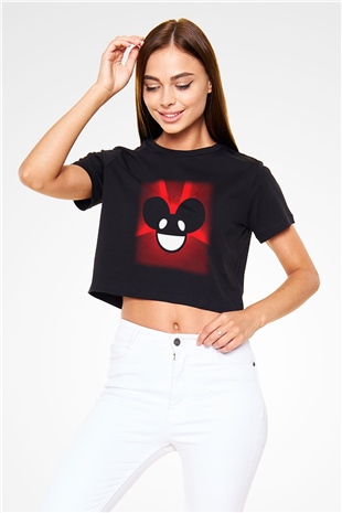 Deadmau5 Siyah Crop Top Tişört