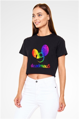 Deadmau5 Siyah Crop Top Tişört