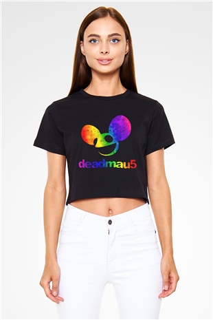 Deadmau5 Siyah Crop Top Tişört