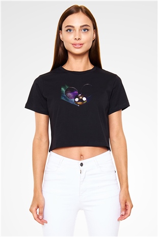 Deadmau5 Siyah  Crop Top Tişört