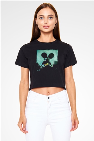 Deadmau5 Siyah  Crop Top Tişört