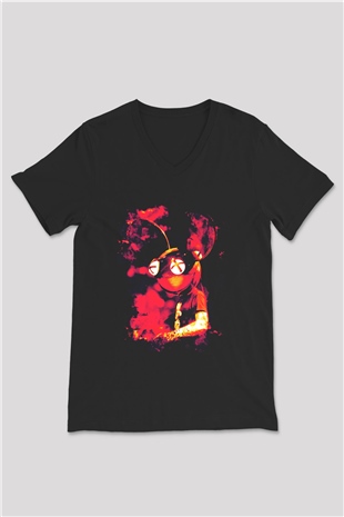 Deadmau5 Siyah Unisex V Yaka Tişört