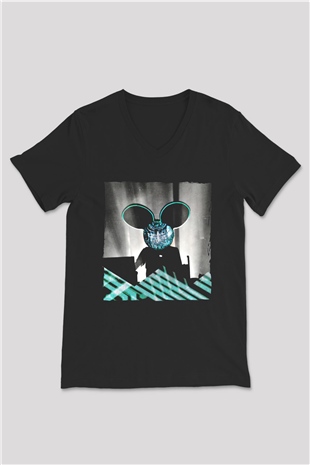 Deadmau5 Siyah Unisex V Yaka Tişört