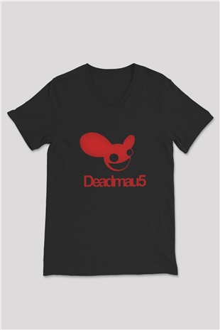 Deadmau5 Siyah Unisex V Yaka Tişört