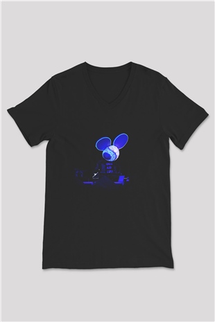 Deadmau5 Siyah Unisex V Yaka Tişört