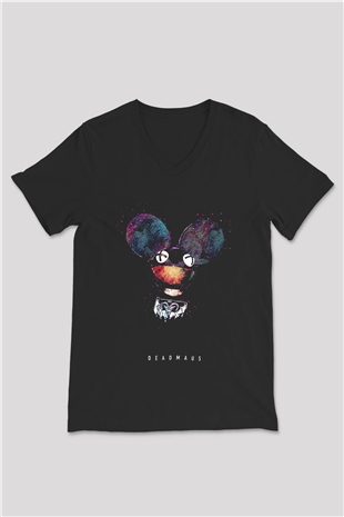 Deadmau5 Siyah Unisex V Yaka Tişört