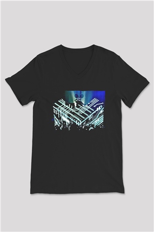 Deadmau5 Siyah Unisex V Yaka Tişört