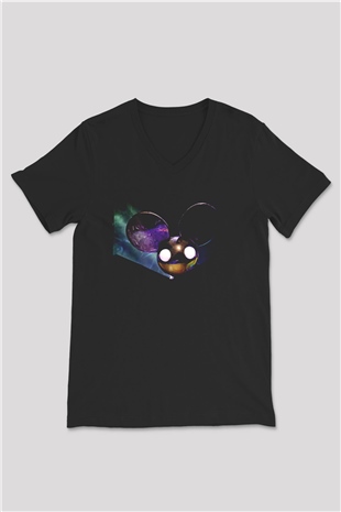 Deadmau5 Siyah Unisex V Yaka Tişört