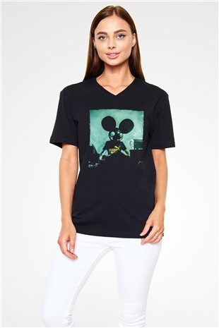 Deadmau5 Siyah Unisex V Yaka Tişört