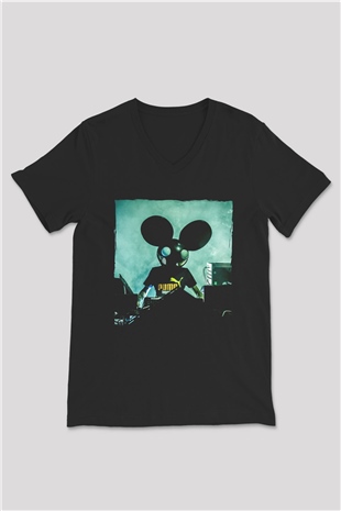 Deadmau5 Siyah Unisex V Yaka Tişört