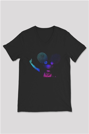 Deadmau5 Siyah Unisex V Yaka Tişört