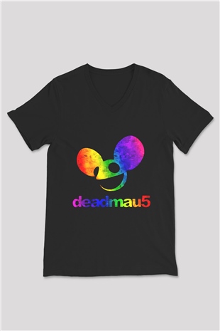 Deadmau5 Siyah Unisex V Yaka Tişört T-Shirt