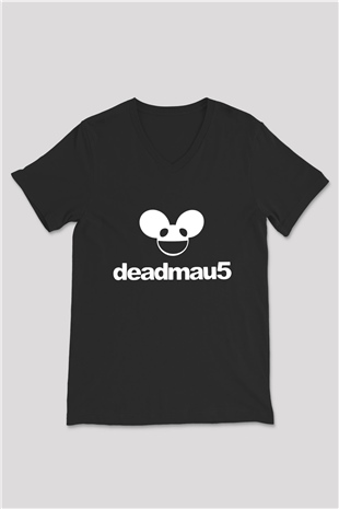 Deadmau5 Siyah Unisex V Yaka Tişört T-Shirt