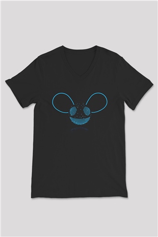 Deadmau5 Siyah Unisex V Yaka Tişört T-Shirt