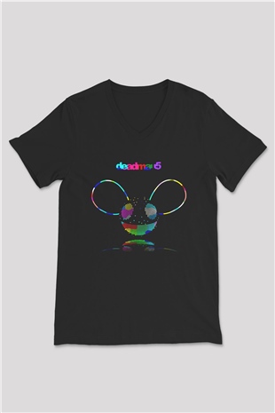 Deadmau5 Siyah Unisex V Yaka Tişört T-Shirt