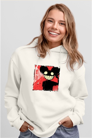 Deadmau5Baskılı Beyaz Hoodie
