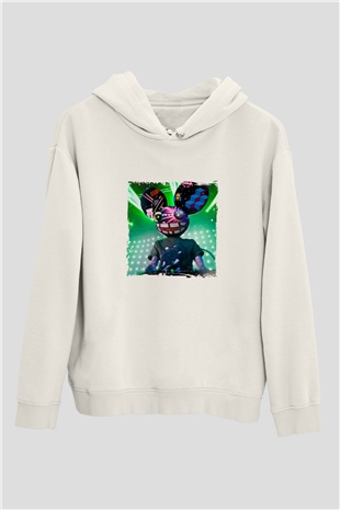 Deadmau5Baskılı Beyaz Hoodie