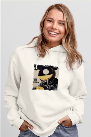 Deadmau5Baskılı Beyaz Hoodie