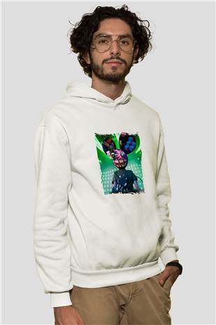 Deadmau5Baskılı Beyaz Hoodie