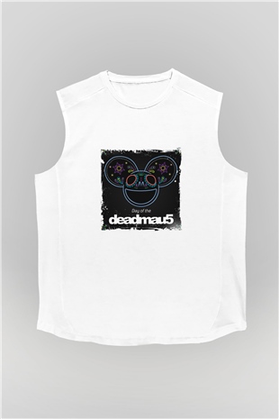 Deadmau5Baskılı Beyaz Kolsuz Tişört