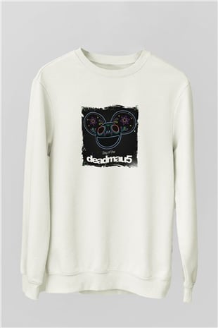 Deadmau5Baskılı Beyaz Sweatshirt