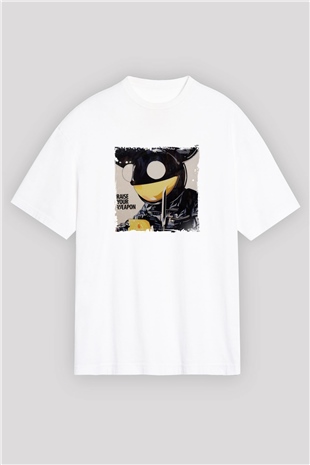 Deadmau5Baskılı Beyaz Oversize Tişört