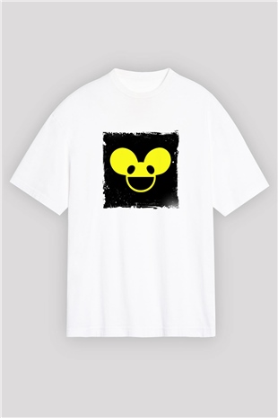 Deadmau5Baskılı Beyaz Oversize Tişört