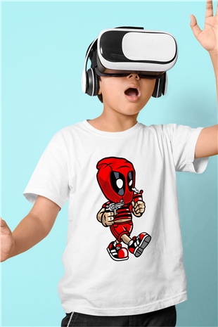 Deadpool Bastard Baskılı Unisex Beyaz Çocuk Tişört
